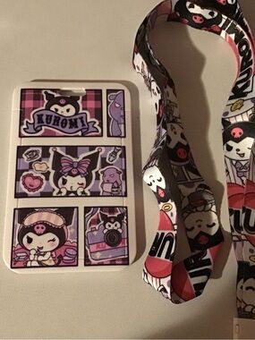 Purple Cartoon Card Holder with Lanyard